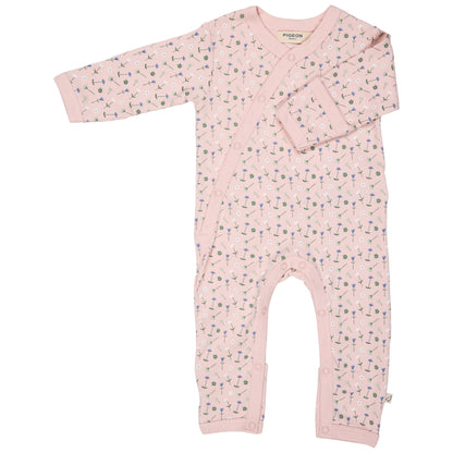 Tutina kimono fiori rosa in cotone organico | PIGEON ORGANICS