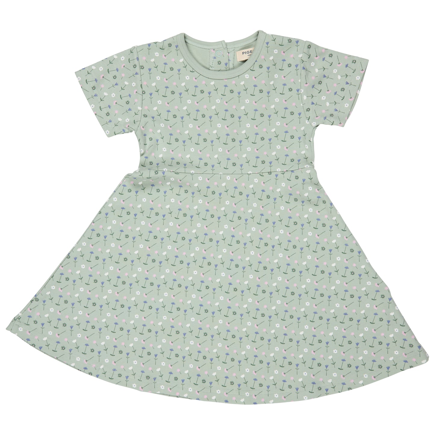 Vestito fiori verdi in cotone organico | PIGEON ORGANICS