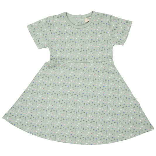 Vestito fiori verdi in cotone organico | PIGEON ORGANICS