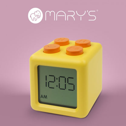 Sveglia digitale a forma di mattoncino gialla | Mary’s
