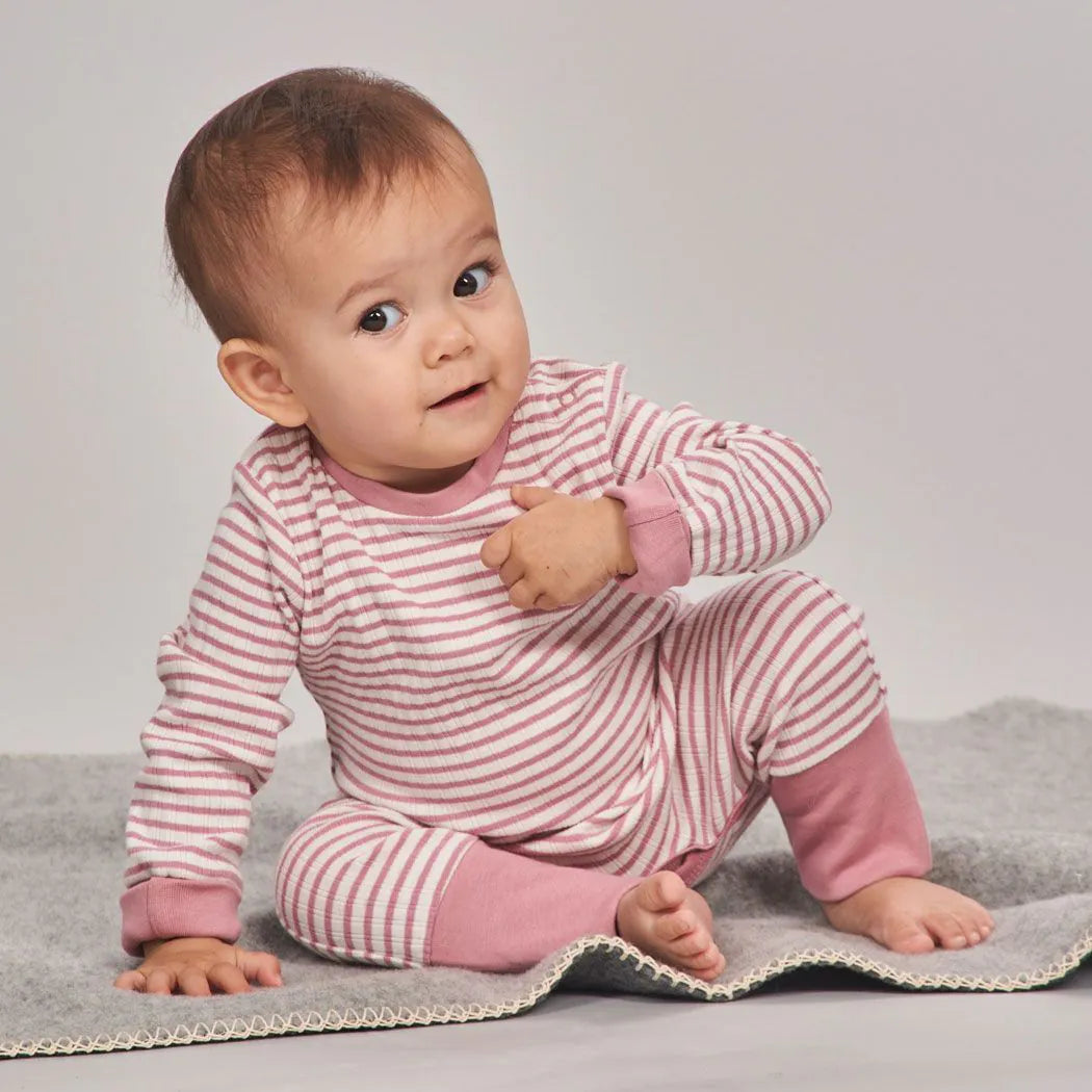 Tutina a righe Rosa Neonato | Sense Organics