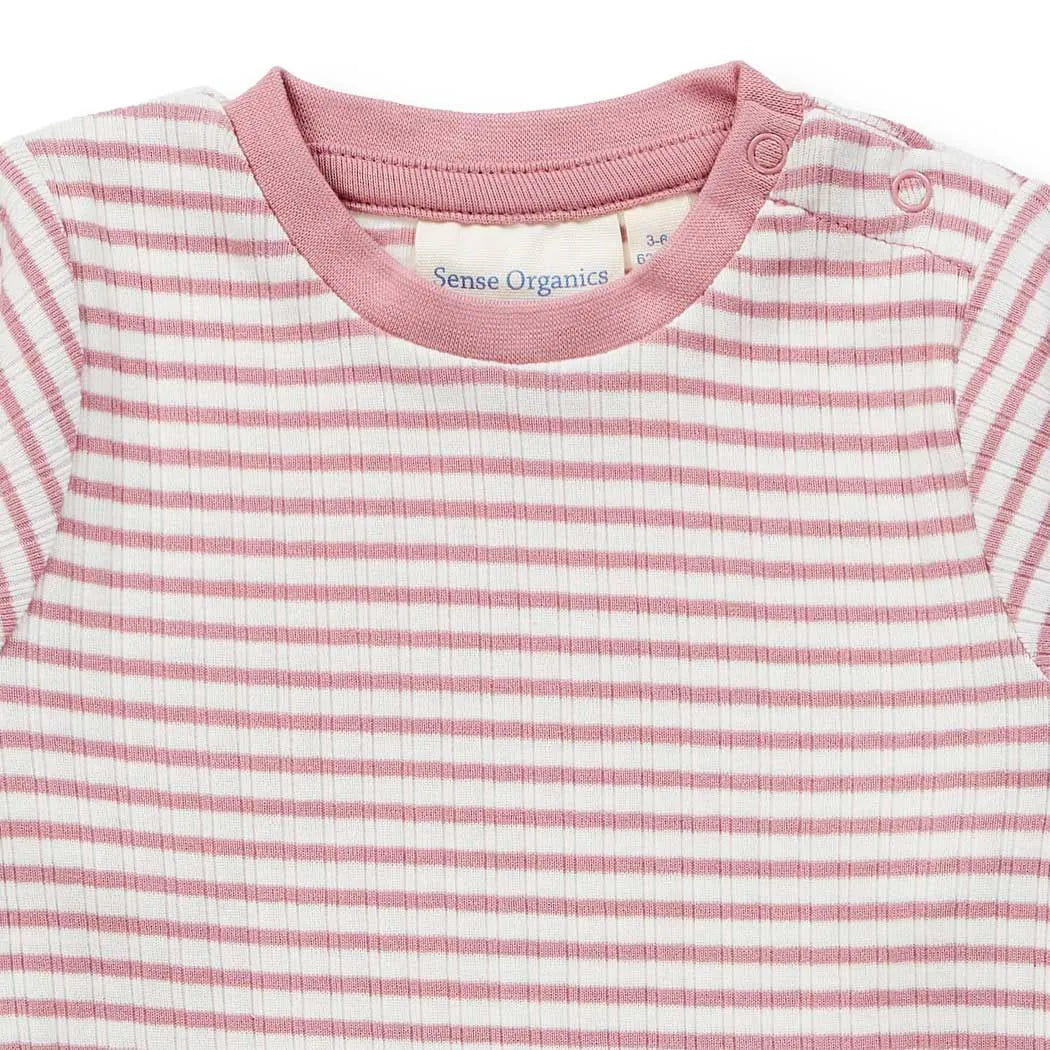 Tutina a righe Rosa Neonato | Sense Organics