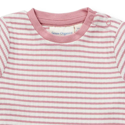 Tutina a righe Rosa Neonato | Sense Organics