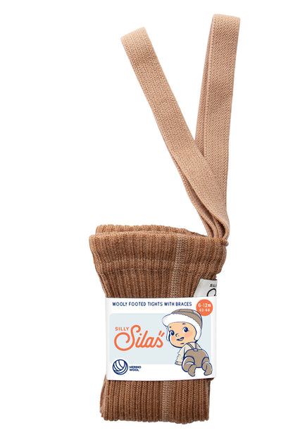 Collant Wooly Cappuccino con piede e bretelle  | Silly Silas
