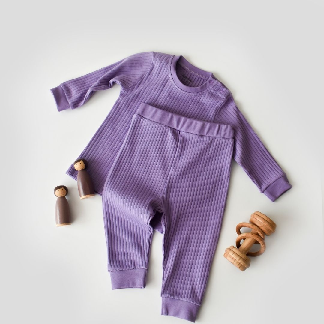 BabyCosy Retro Pantaloni & Maglietta Viola