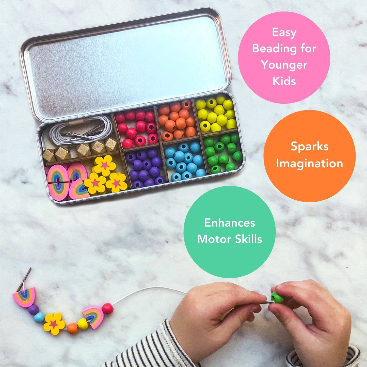 Kit creativo braccialetti in legno Rainbow  – Cotton Twist