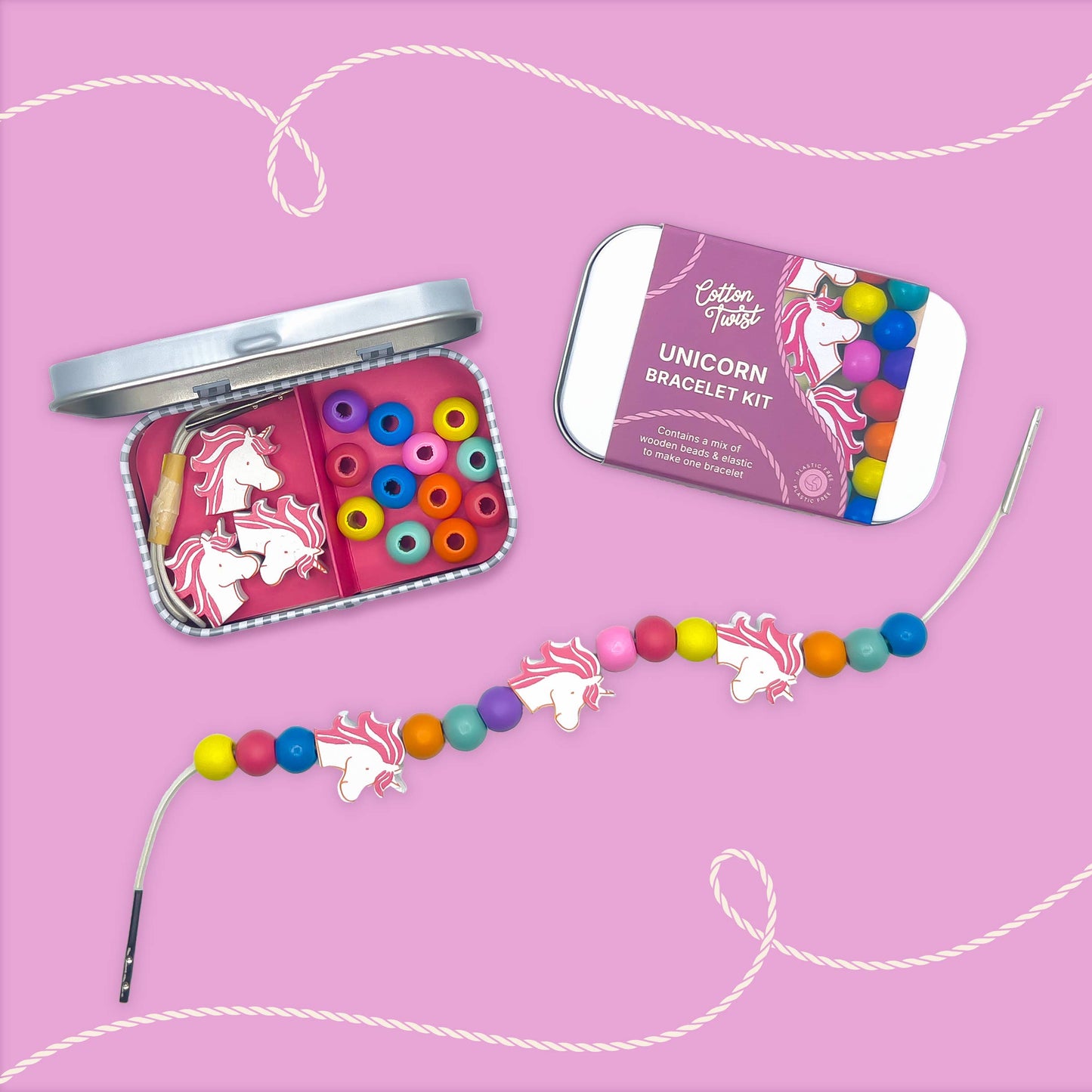 Mini kit creativo braccialetto in legno Unicorno- Cotton Twist