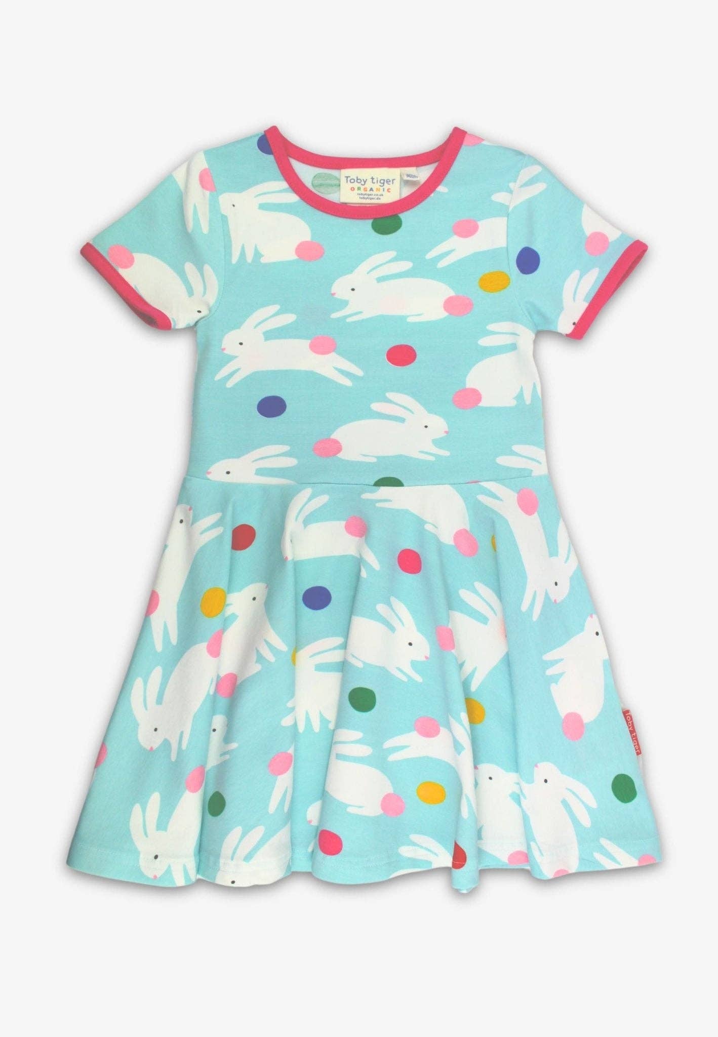 Vestito skater azzurro Coniglietti in cotone biologico – Toby Tiger