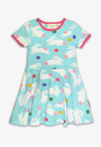 Vestito skater azzurro Coniglietti in cotone biologico – Toby Tiger