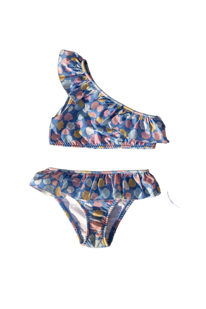 Bikini bambina con stampa conchiglie e volant | MIELA KIDS