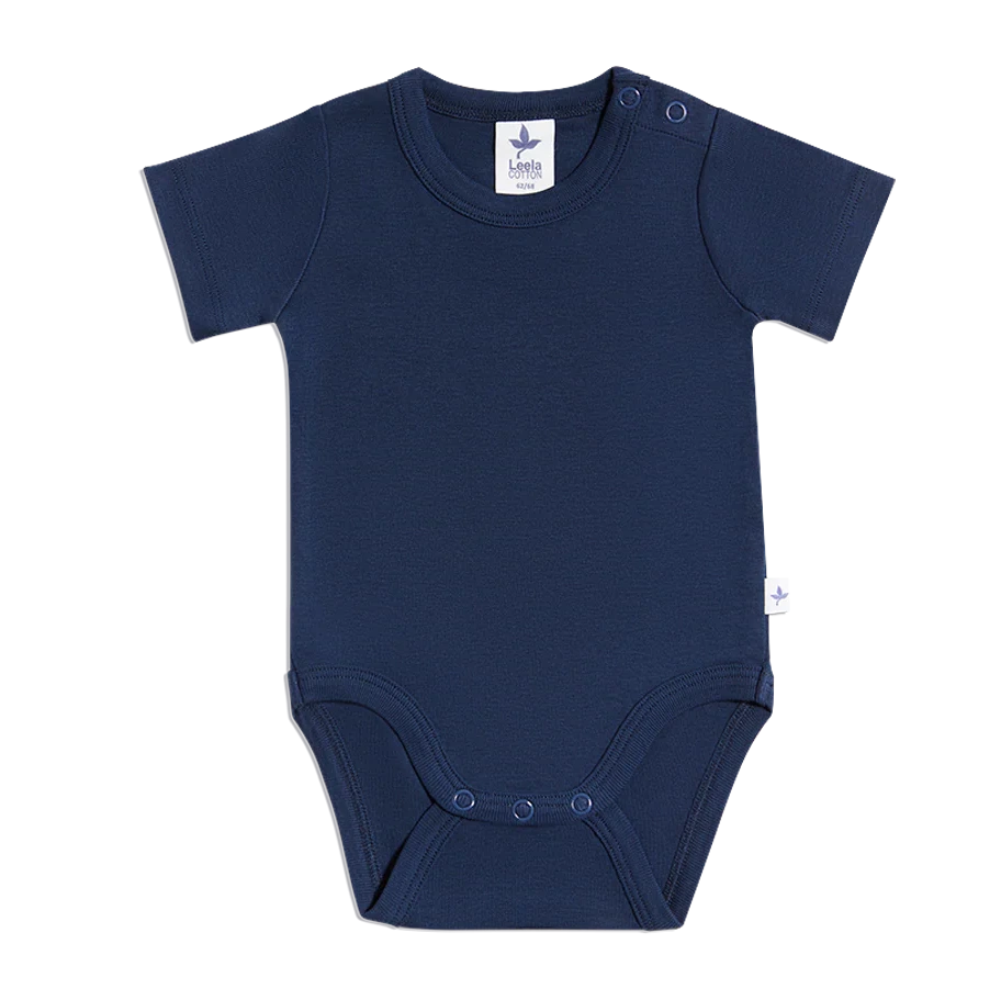 Body a maniche corte blu indigo | LEELA COTTON