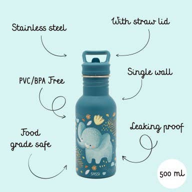 Borraccia in acciaio inossidabile - 500 ml - Chewy l'elefante | SASSI