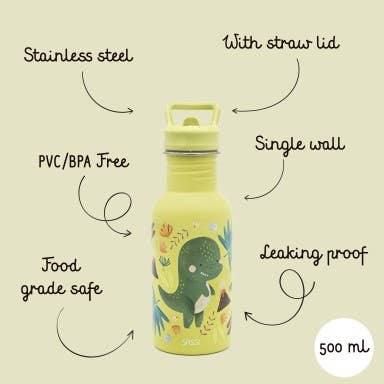 Borraccia in acciaio inossidabile - 500 ml - Cracky il Dinosauro | SASSI