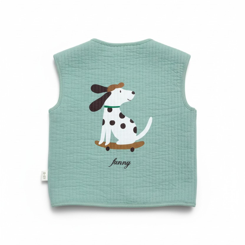 Gilet in cotone trapuntato leggero con stampa cane | Miela Kids