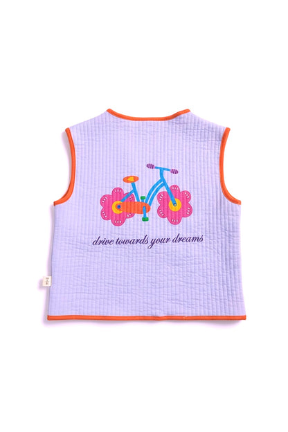 Gilet in cotone trapuntato leggero con fiocchi bici | MIELA KIDS