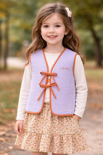 Gilet in cotone trapuntato leggero con fiocchi bici | MIELA KIDS