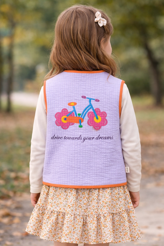 Gilet in cotone trapuntato leggero con fiocchi bici | MIELA KIDS