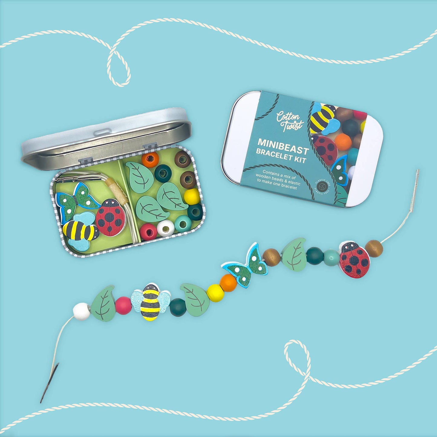 Mini kit creativo braccialetto in legno Minibeast- Cotton Twist