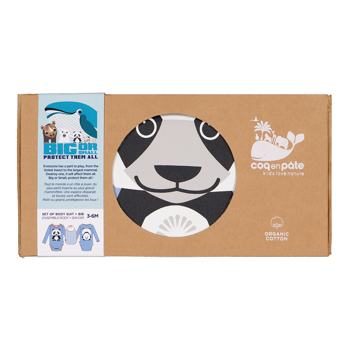 Set regalo neonato Panda in cotone biologico – Coq en Pâte