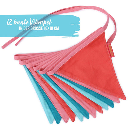 Ghirlanda decorativa in tessuto Rosa & Azzurro – Papierdrachen