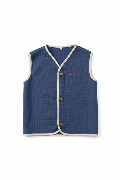 Gilet in cotone trapuntato leggero con stampa van | Miela Kids