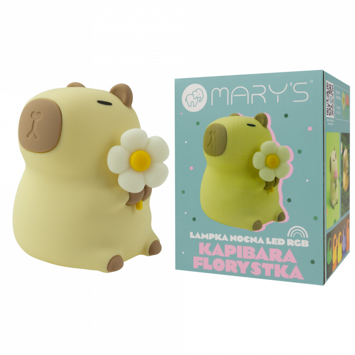 Lampada notte LED capibara con fiore ricaricabile | Mary's