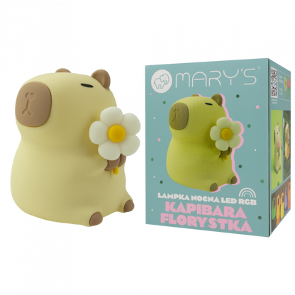 Lampada notte LED capibara con fiore ricaricabile | Mary's