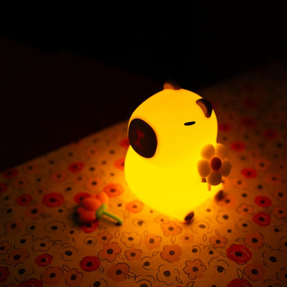 Lampada notte LED capibara con fiore ricaricabile | Mary's