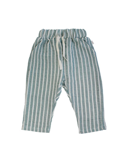 Pantaloni Mussola Menta a righe | MIELA KIDS