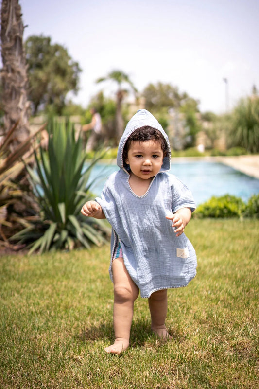 Poncho Mussola Azzurro | MIELA KIDS