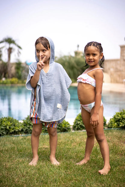 Poncho Mussola Azzurro | MIELA KIDS