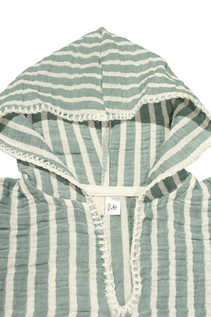 Poncho Mussola Verde a righe | MIELA KIDS