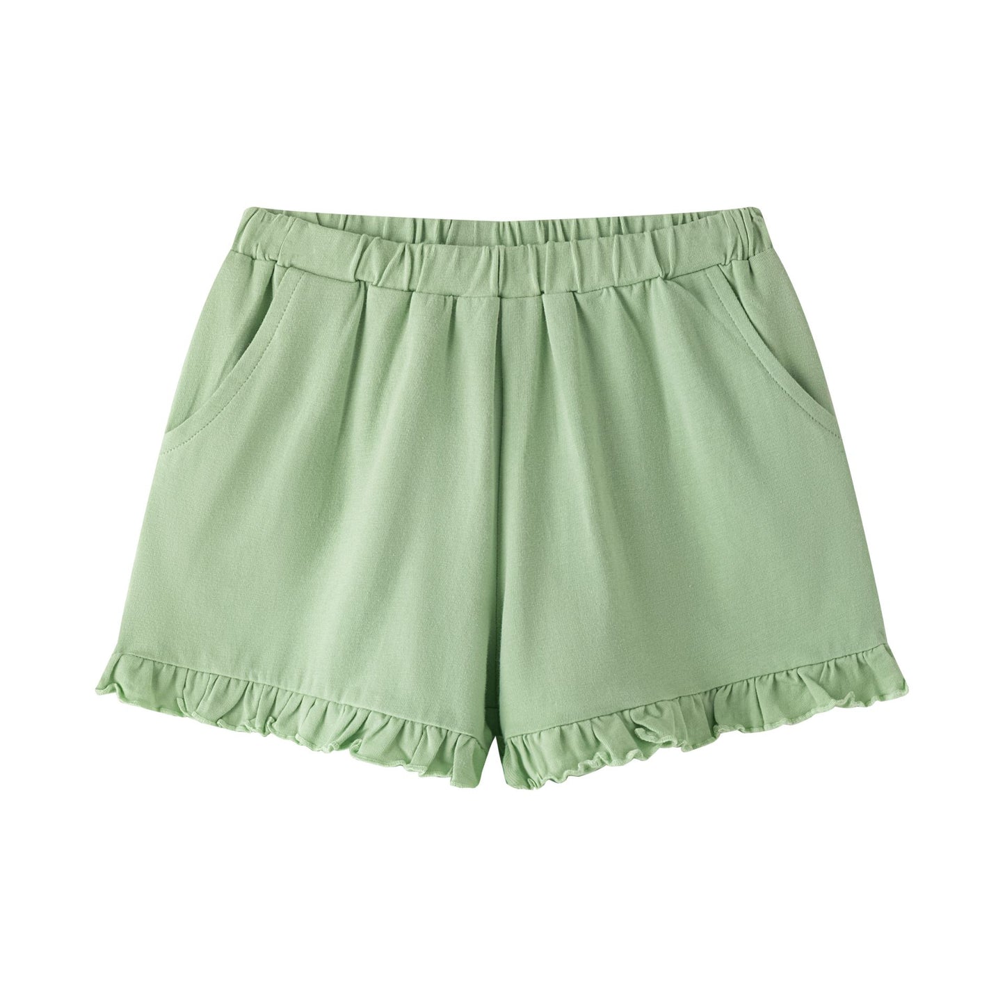 Shorts verde chiaro con volant | NEWNESS