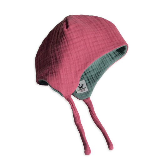 Cappellino Mussola Rosa-Verde