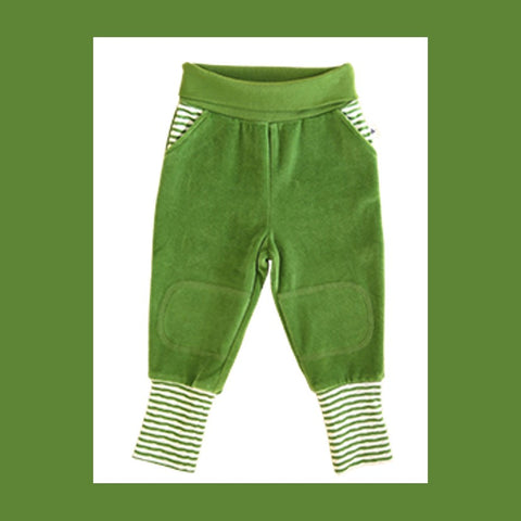 Pantaloni in Ciniglia Cotone Organico Verde Foresta 6 & 12 mesi