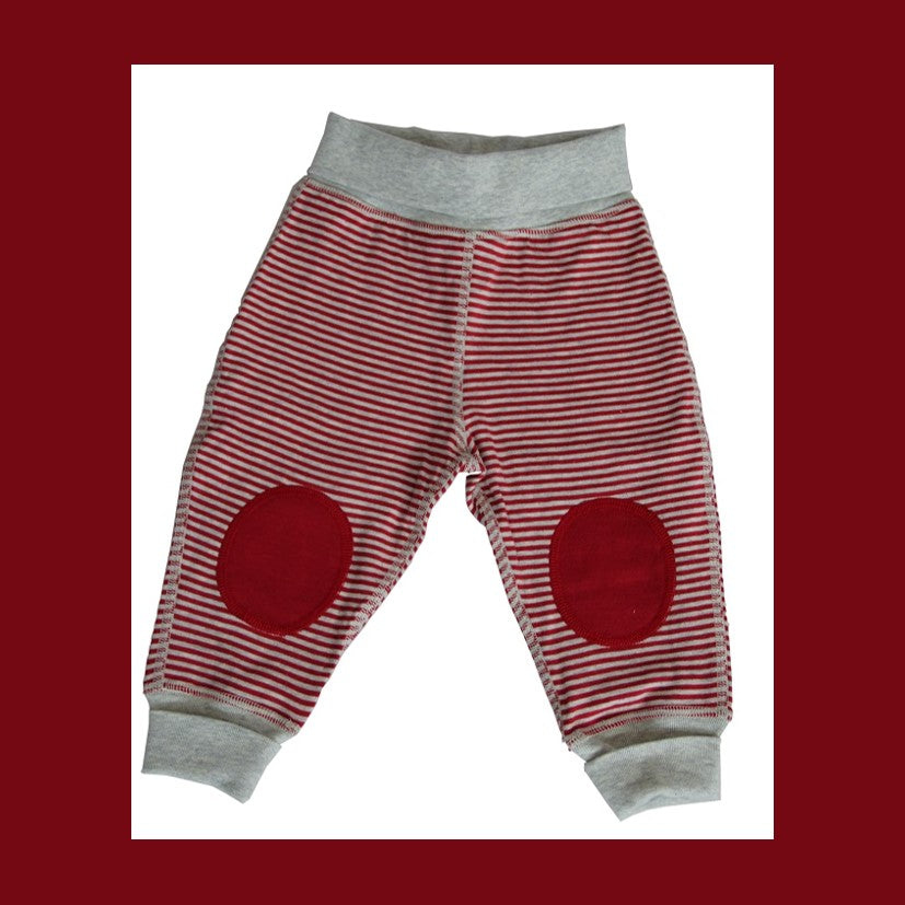 Pantaloni Reversibili in Jersey Cotone Organico Rosso 6 & 12 mesi